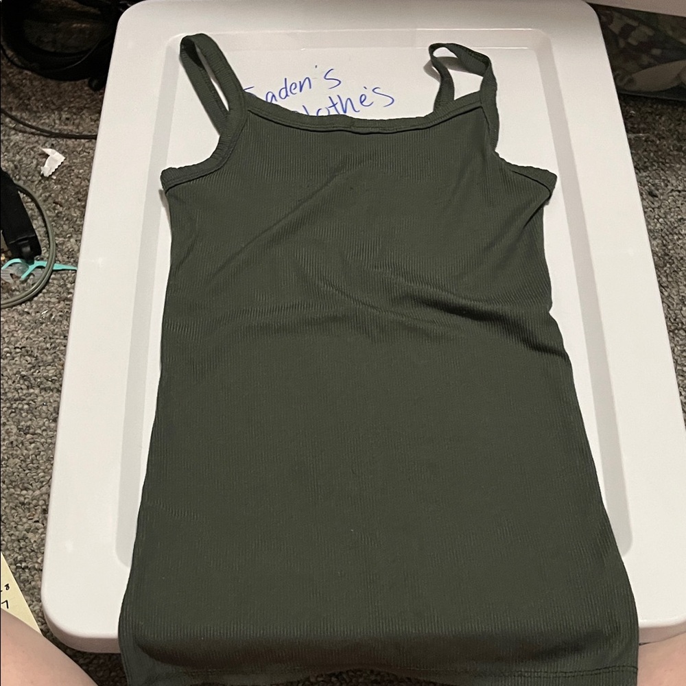 Women's Olive Green Ribbed Tank Top